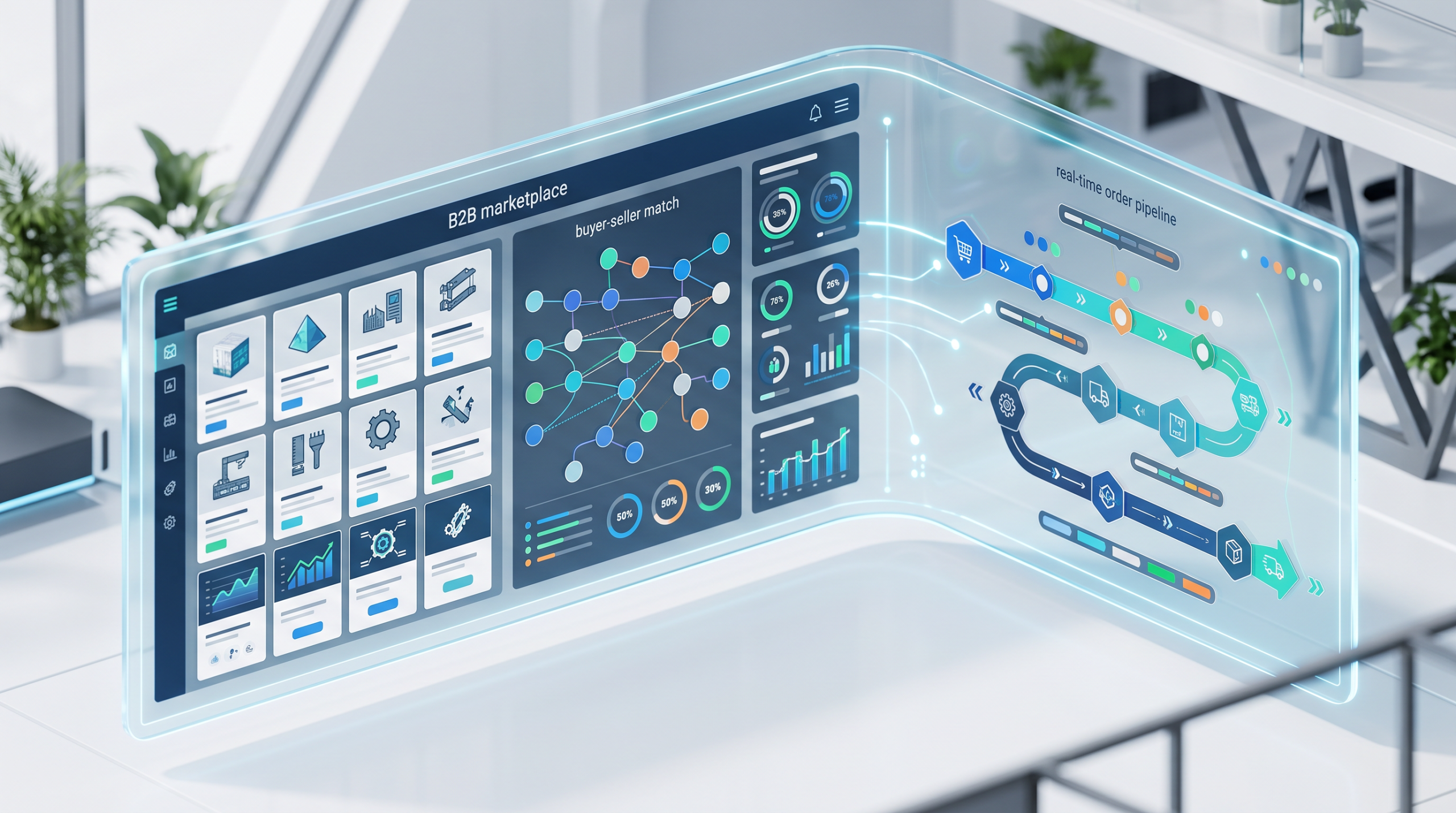Dijital B2B ihracat platformunda alıcı-satıcı eşleştirme ve sipariş yönetimi ekranı